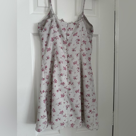 Red Floral Mini Cottage Dress With Ties in Extra Small - Picture 8 of 10